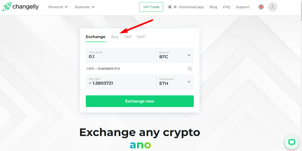 Navigating to Changelly